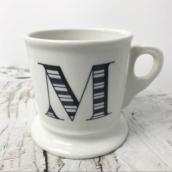 Anthropologie Classic Ceramic Initial Mug White M